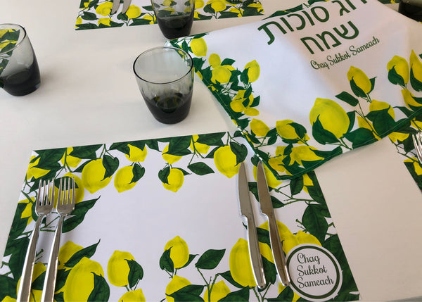 Sukkot Paper Placemats, Set of 12 11 x 17 Lemons