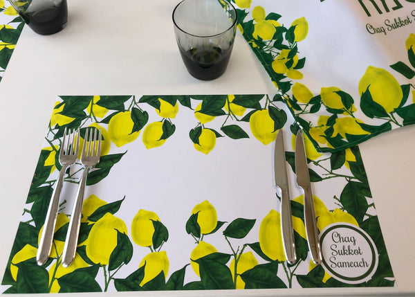 Sukkot Paper Placemats, Set of 12 11 x 17 Lemons