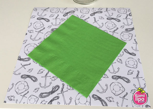 Placemats, Set of 12 Square 11 x 11  Nautical, Black and White