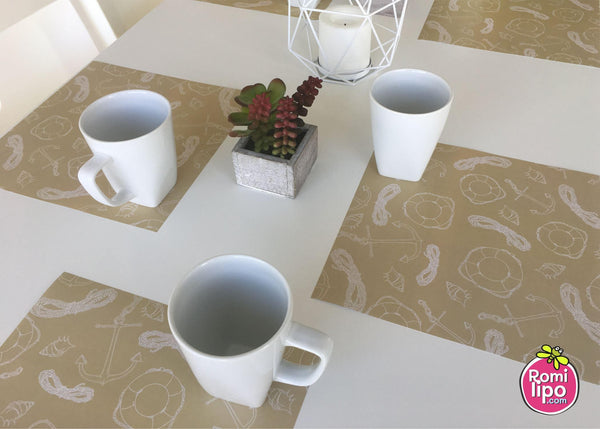 Placemats, Set of 12 Square 11 x 11  Nautical, Brown