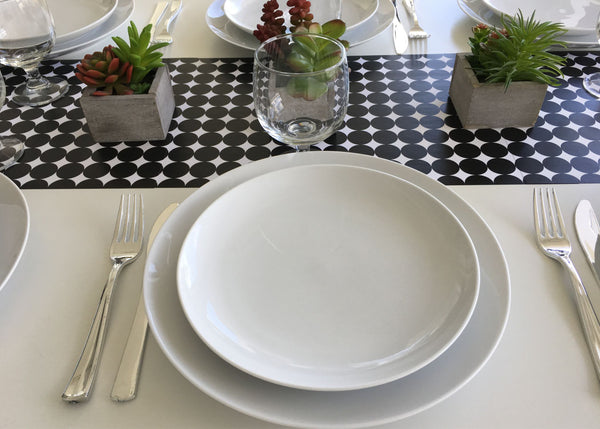 Black & white paper placemats  Set of 12 11" x 17", Dots