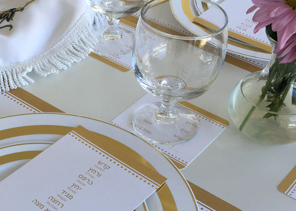 Passover coasters, Pesach, 10 plagues gold and white dots