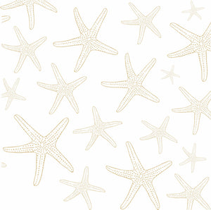 Placemats, Set of  12 Square 11 x 11 nautical, Gold Starfish