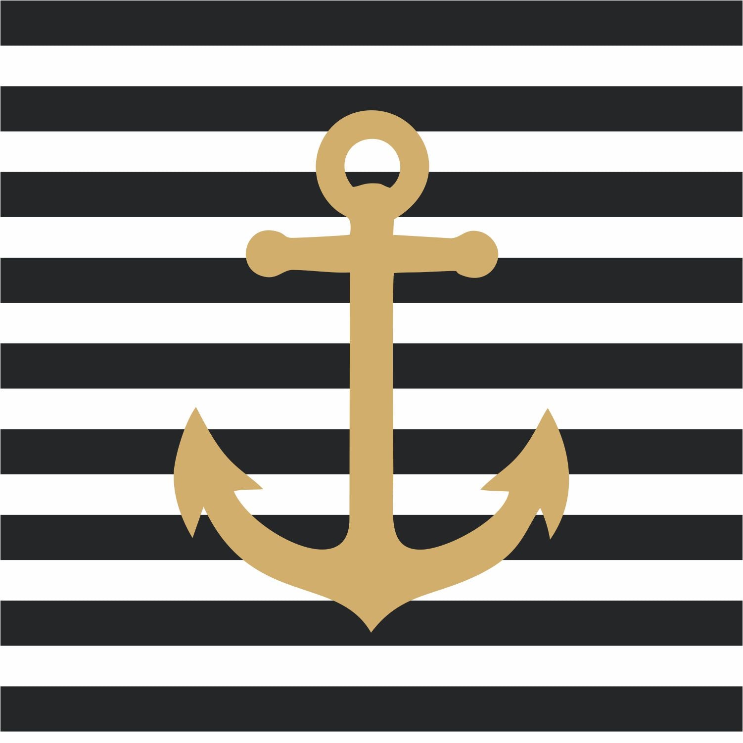 Placemats, Set of  12 Square 11 x 11 nautical, black and gold anchor