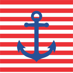 Placemats, Set of  12 Square 11 x 11 nautical, Red white and Blue