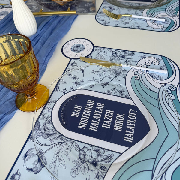 Passover Shaped Placemats, Toile, Set for 12