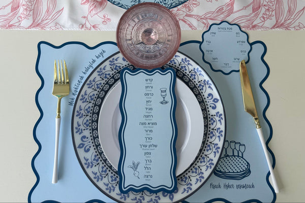 Passover Modern Scalloped Placemats Blue, trendy