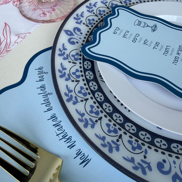 Passover Modern Scalloped Placemats Blue, trendy