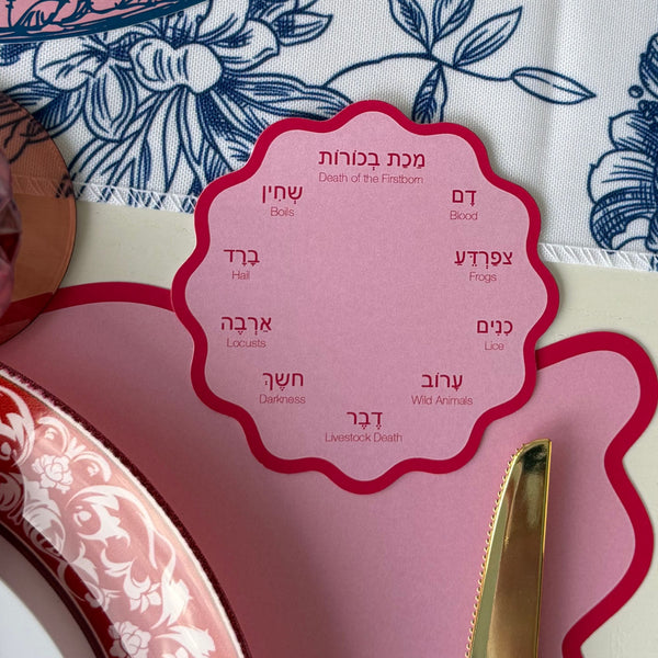 Passover Scalop coasters, Set of 12 coasters, Pesach, 10 plagues Pink