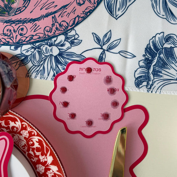 Passover Scalop coasters, Set of 12 coasters, Pesach, 10 plagues Pink