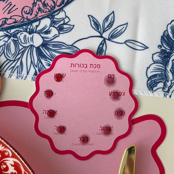 Passover Scalop coasters, Set of 12 coasters, Pesach, 10 plagues Pink