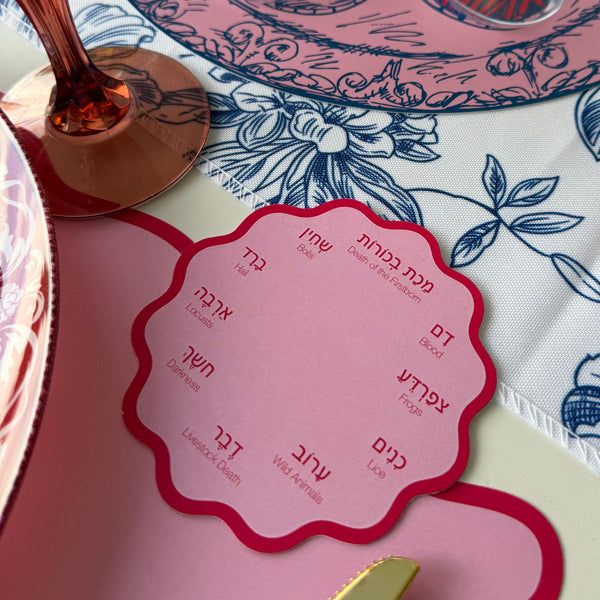 Passover Scalop coasters, Set of 12 coasters, Pesach, 10 plagues Pink