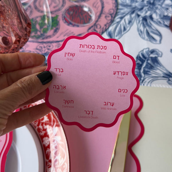 Passover Scalop coasters, Set of 12 coasters, Pesach, 10 plagues Pink