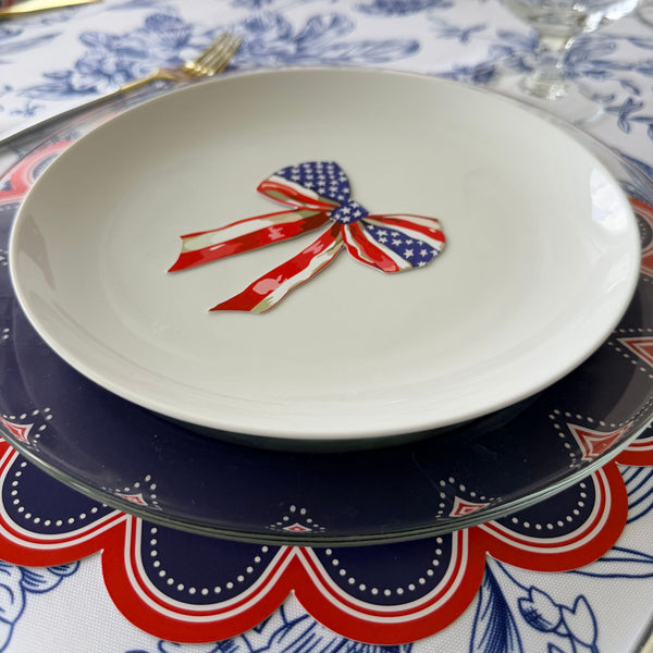 Patriotic Scalloped Placemats & Bow Table Set