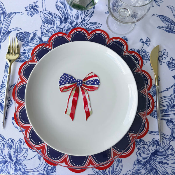 Patriotic Scalloped Placemats & Bow Table Set