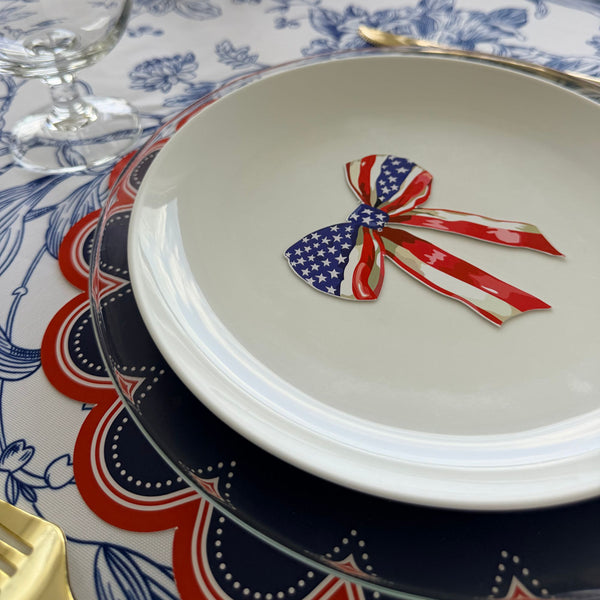 Patriotic Scalloped Placemats & Bow Table Set