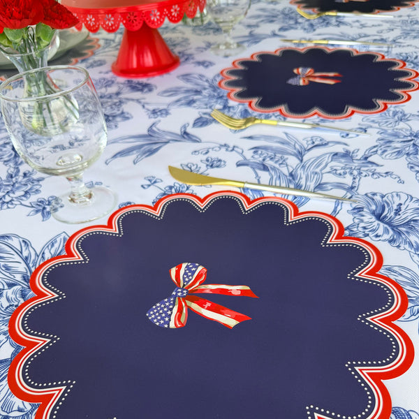 Patriotic Scalloped Placemats & Bow Table Set