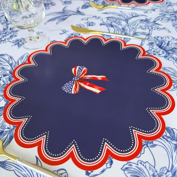 Patriotic Scalloped Placemats & Bow Table Set
