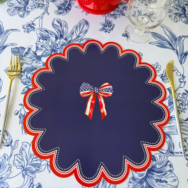 Patriotic Scalloped Placemats & Bow Table Set