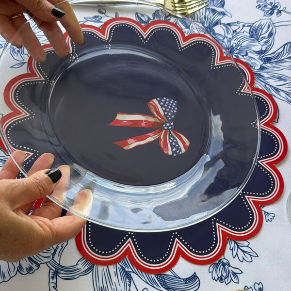 Patriotic Scalloped Placemats & Bow Table Set