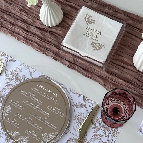 Rosh Hashanah Napkins, Beige Toile set of 20