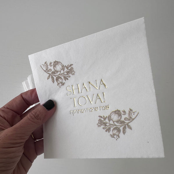 Rosh Hashanah Napkins, Beige Toile set of 20