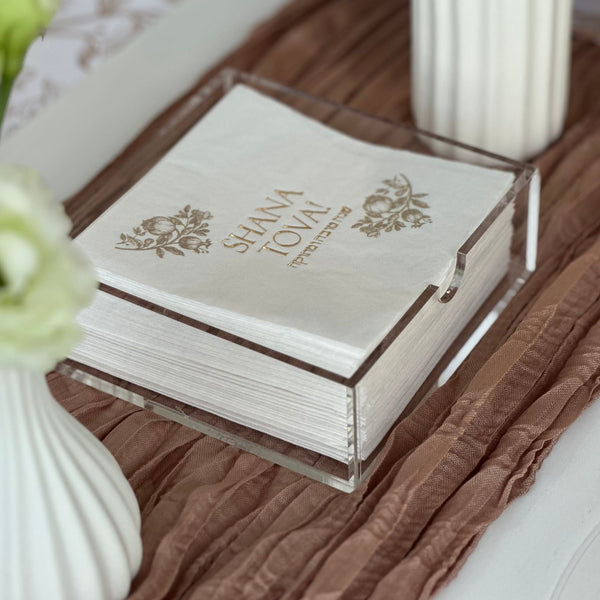 Rosh Hashanah Napkins, Beige Toile set of 20