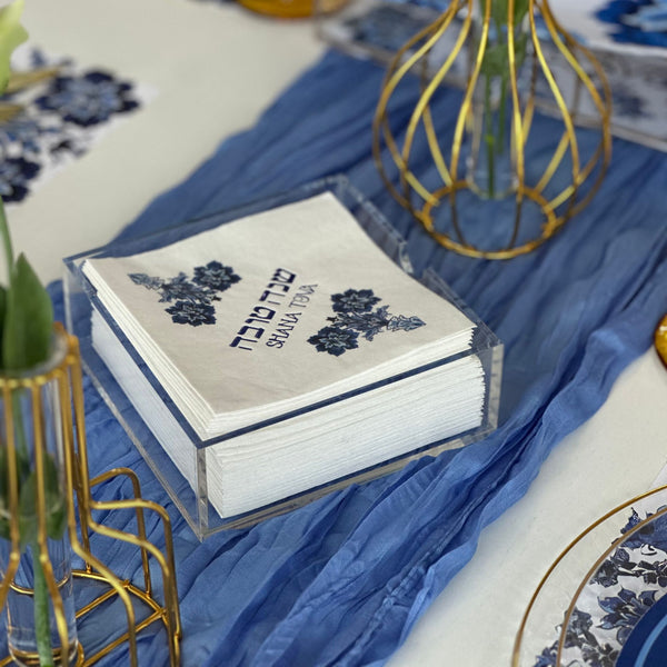 Rosh Hashanah Napkins, Blue Floral, set of 20