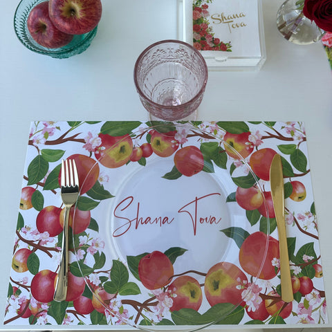 Rosh Hashanah Placemats, apples, Set of 12