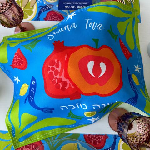 Rosh Hashanah Challah Cover, Blue Abstract
