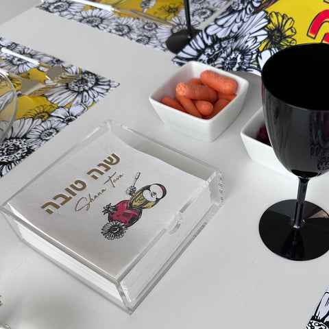 Rosh Hashanah Napkins, apple, honey and pomegranate, set of 20