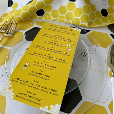 Rosh Hashanah simanim cards, Bee and Honey, set of 12