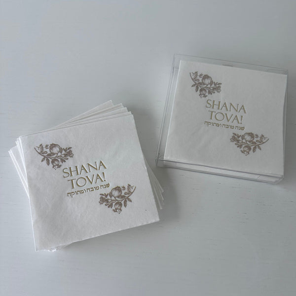 Rosh Hashanah Napkins, Beige Toile set of 20