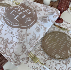Rosh Hashanah Challah Cover, Beige Toile