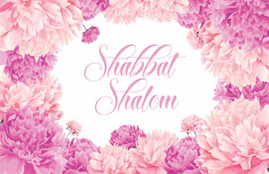 Shabbat Shalom pink peonies paper placemats