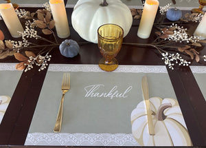 Thanksgiving Placemats - Lace and white