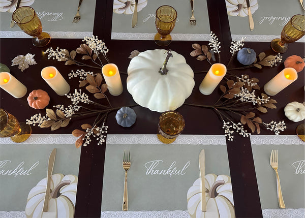 Thanksgiving Placemats - Lace and white