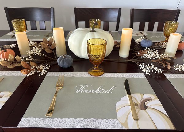 Thanksgiving Placemats - Lace and white