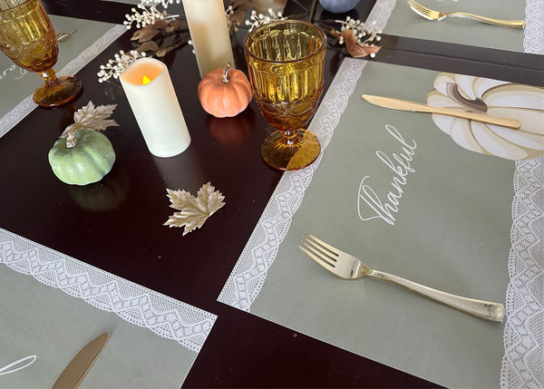 Thanksgiving Placemats - Lace and white