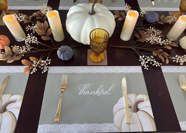 Thanksgiving Placemats - Lace and white