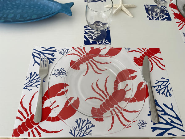 Nautical Placemats - Lobsters and Coral