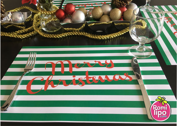 Christmas Placemats - Green Stripes