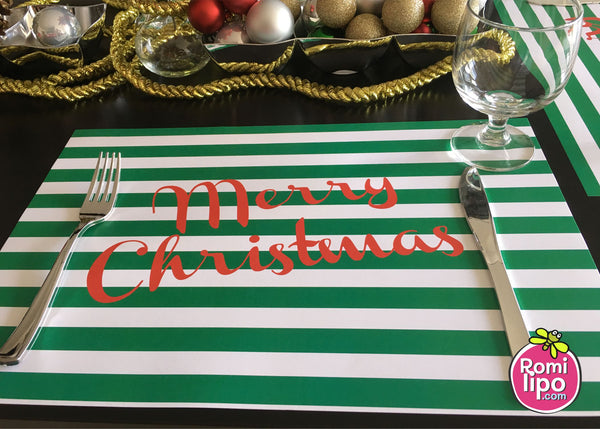 Christmas Placemats - Green Stripes