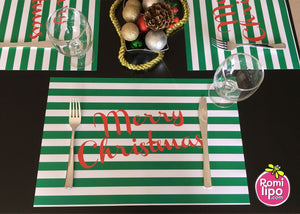 Christmas Placemats - Green Stripes