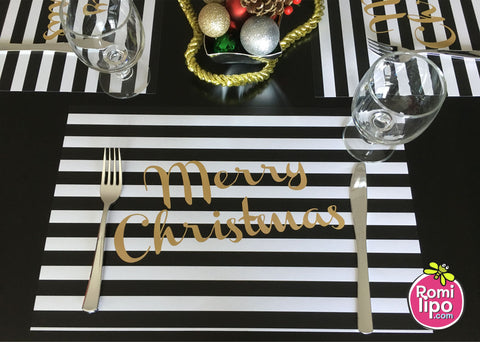 Christmas Placemats - Black Stripes