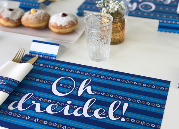 Hanukkah Set of Placemats, Napkin rings and place cards