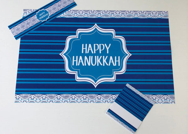Hanukkah Set of Placemats, Napkin rings and place cards 2