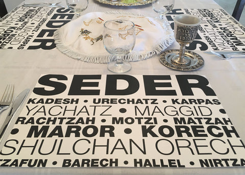 Passover placemats, Set of 12 paper placemats, order of the seder, black and white