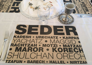 Passover placemats, Set of 12 paper placemats, order of the seder