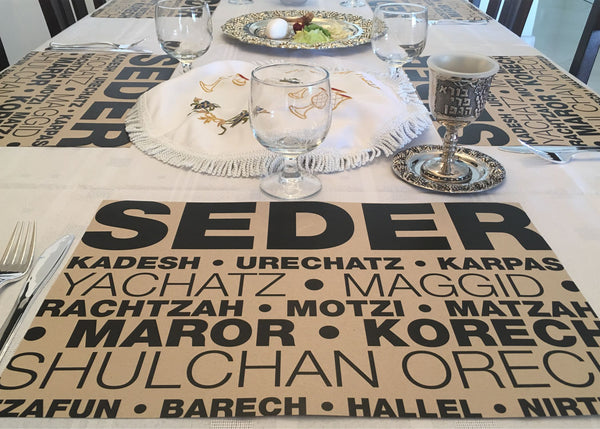 Passover placemats, Set of 12 paper placemats, order of the seder